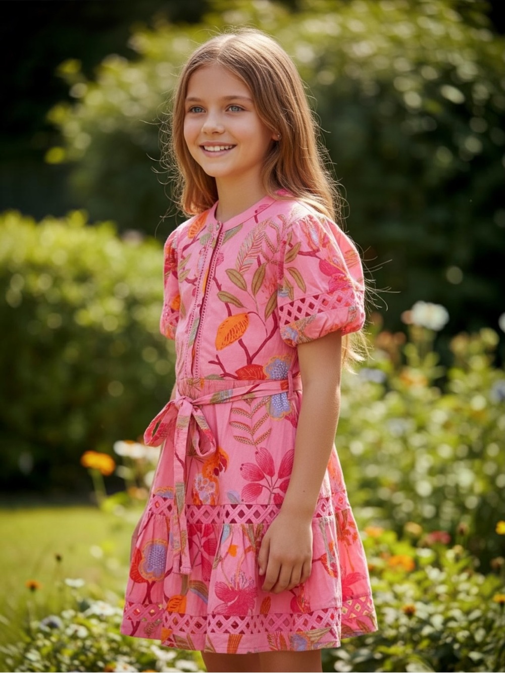 J.Marie The Playa Tween Tie Dress In Multi Floral